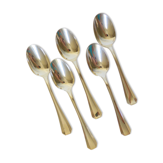 5 Christofle Art Deco Style Silver Plated Soup Spoons 2106257