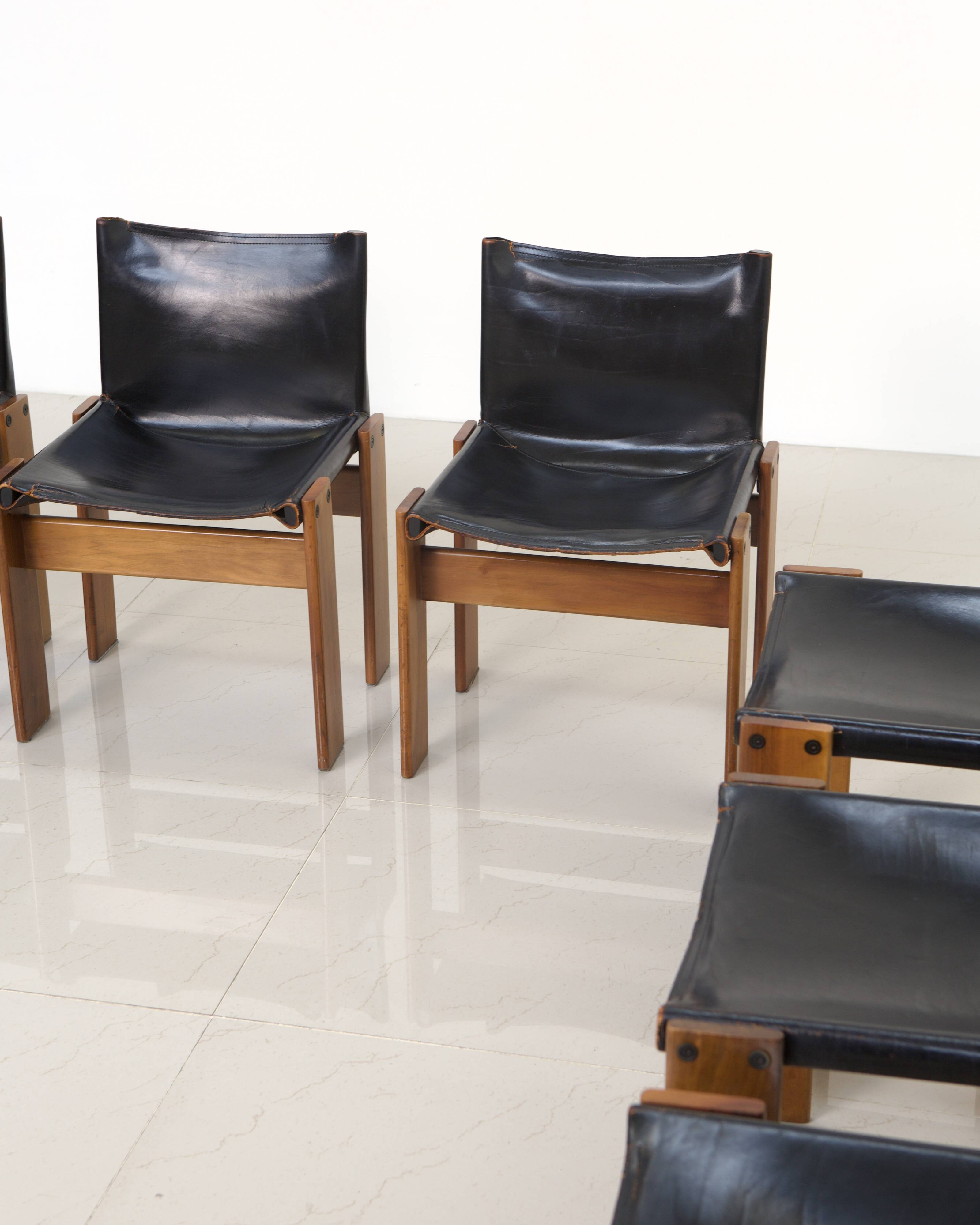 Set of 6 "Monk" Chairs by Afra & Tobia Scarpa for Molteni 70's