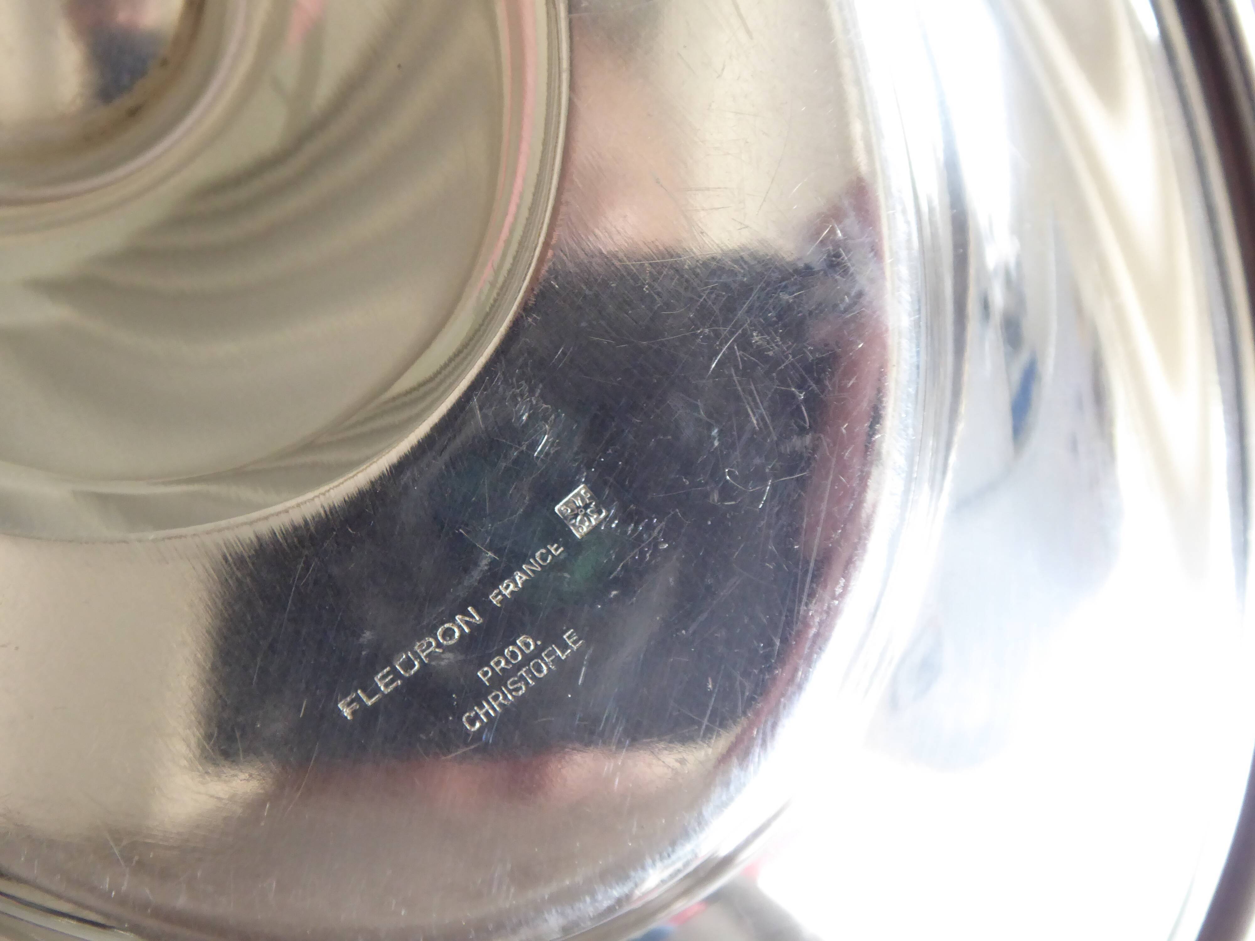 Saucière in silver metal, Fleuron Christofle