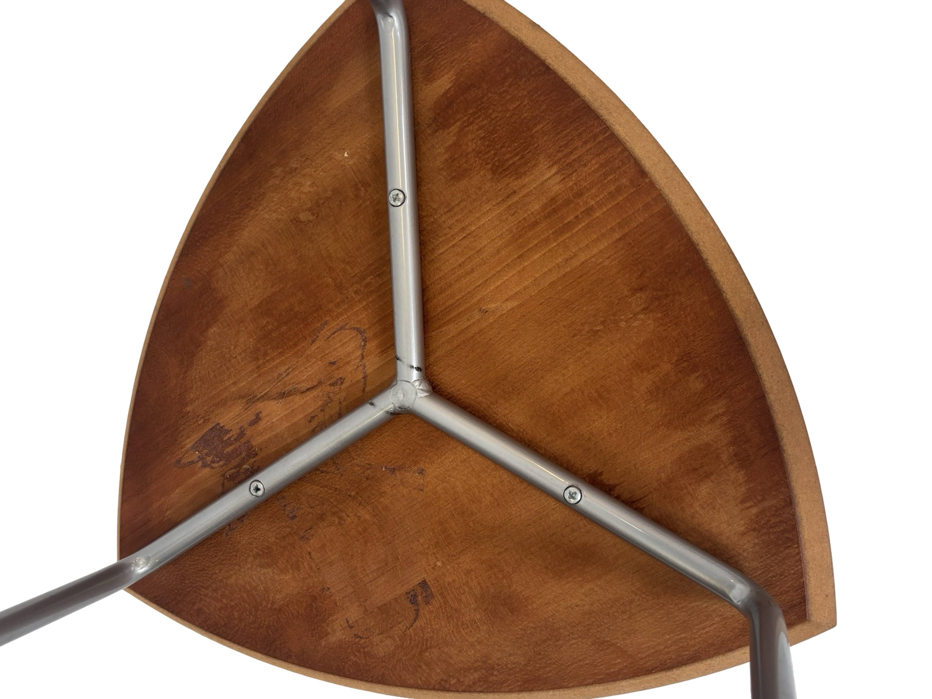 Vintage set of 3 wooden and metal side tables from the 1980s