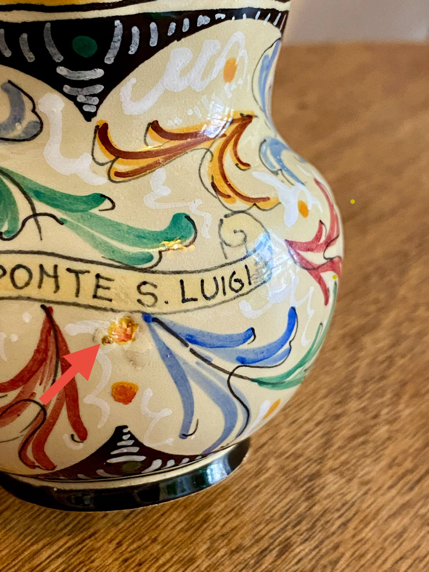 Small earthenware jug from Faenza, hand-painted Ca Pirota.