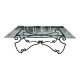 Large rectangular table in cast iron and glass top