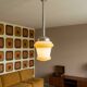 suspension  opaline blanche et jaune | space age - art déco 1950