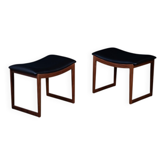 Vintage Teak Stools, Denmark, 1960s, Set of 2