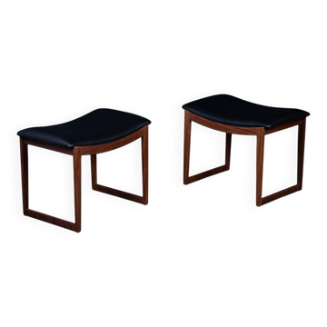 Vintage Teak Stools, Denmark, 1960s, Set of 2