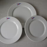 Lot de 3 assiettes Compagnie Maritime Transatlantique en porcelaine Pillivuyt
