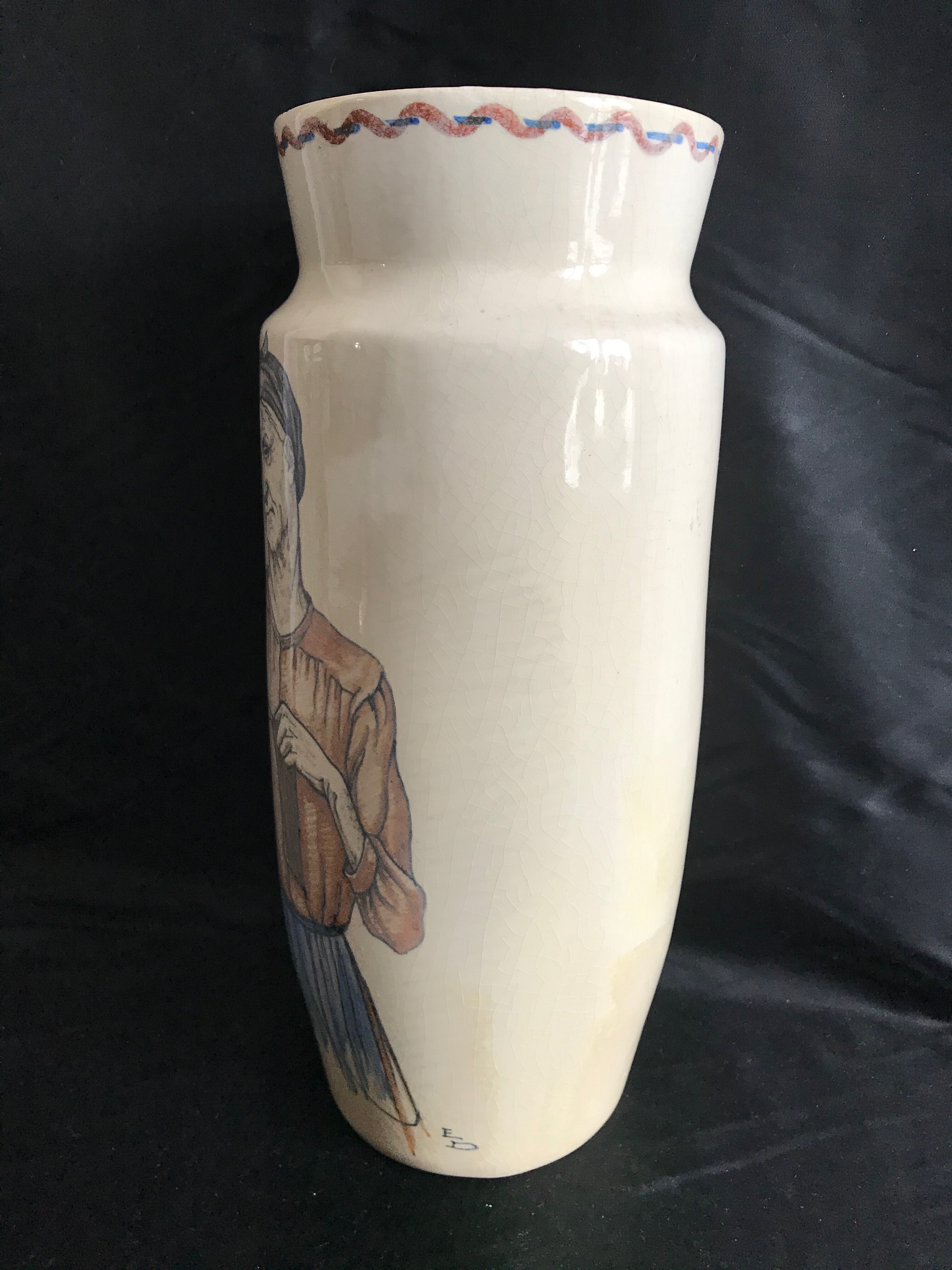 Vase signed by the artist E D - Cazalas