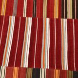 Red & Green Striped Pattern Turkish Kilim Rug, 270x383Cm