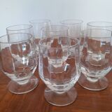 Set of 8 antique faceted stemmed glasses