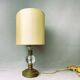Mid century brass table lamp with silk cream oval lampshade 1960s