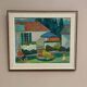 Huile sur toile suédoise d'époque mi-siècle – « Cottage d'été » par Carl Magnus Lindqvist – Vintage et encadrée