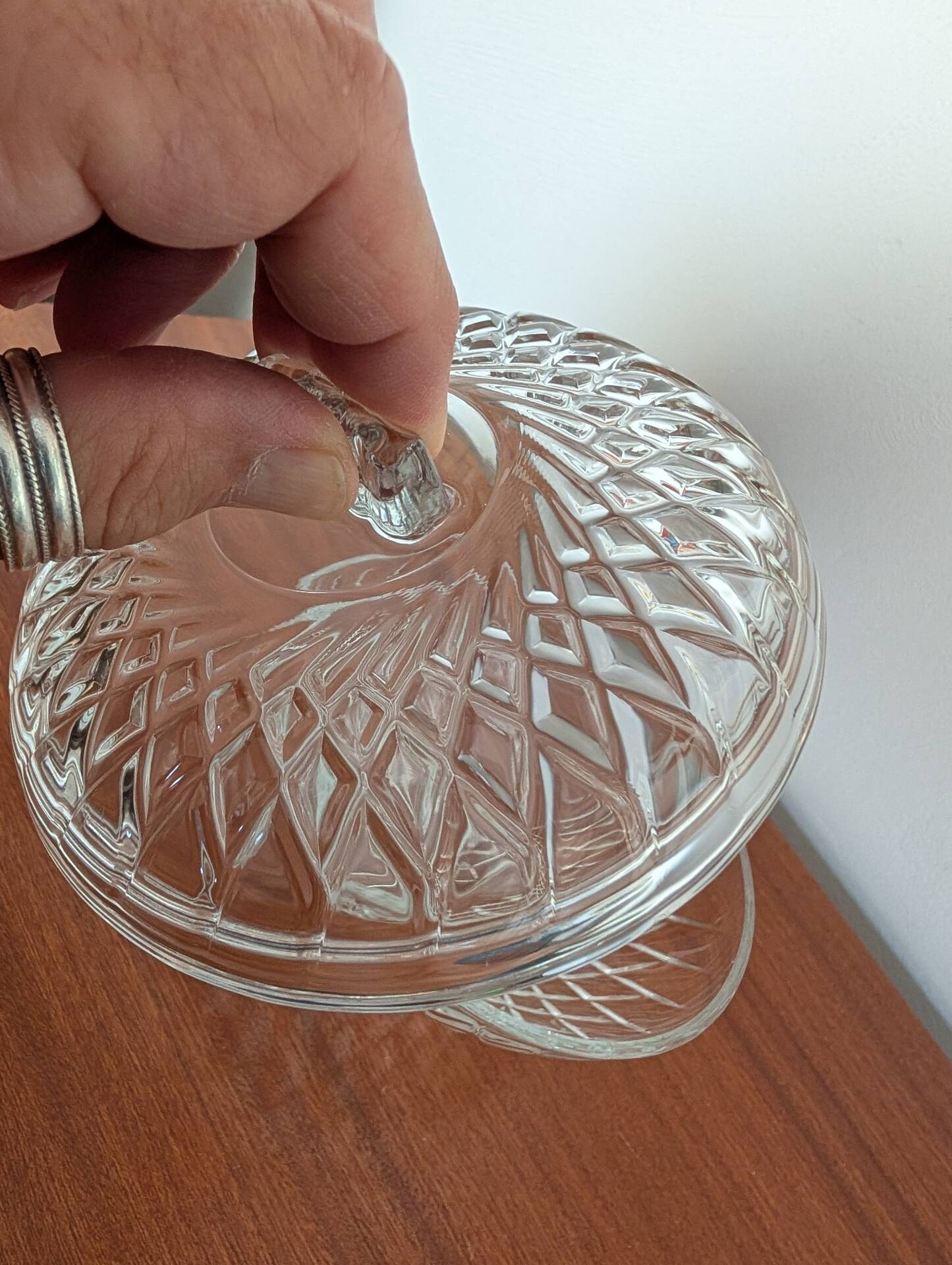 Arcoroc "Diamant" pressed glass sugar bowl – 1970s