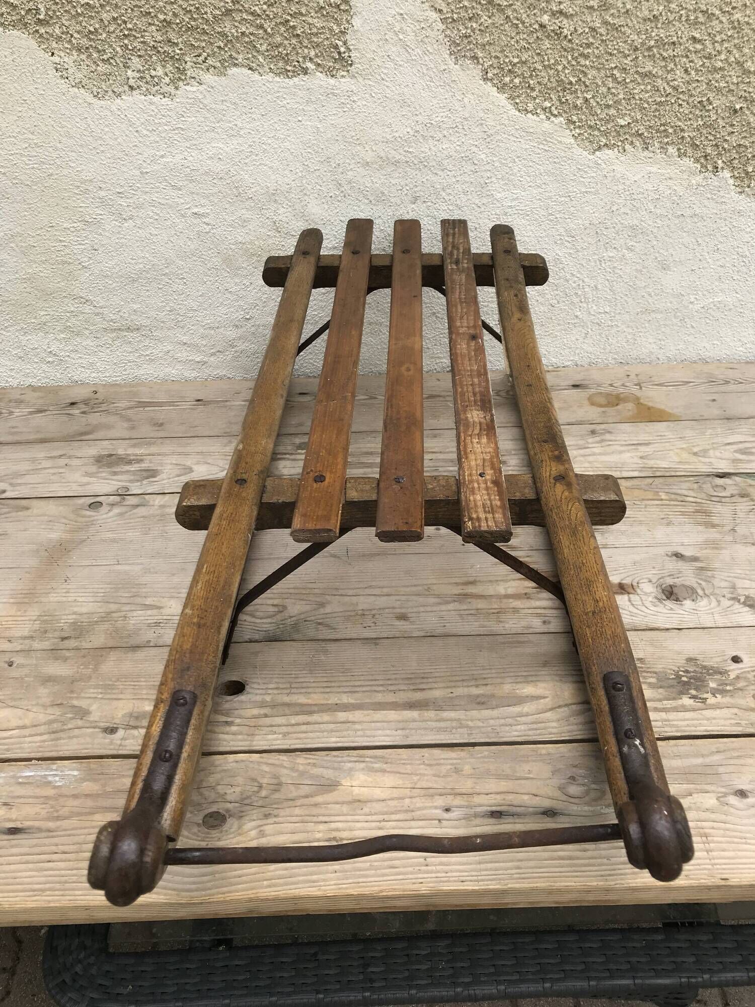 Old 50s painted wooden sled