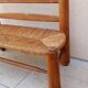 Banc vintage bois et paille esprit perriand année 50