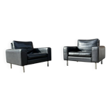 Lot de 2 fauteuils en cuir au design vintage