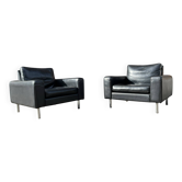 Lot de 2 fauteuils en cuir au design vintage