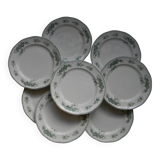 Lot de 8 assiettes à dessert en faïence boch la louviere. modèle duchesse.