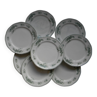Lot de 8 assiettes à dessert en faïence boch la louviere. modèle duchesse.