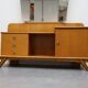 Vintage dressing table with a triptych mirror in oak.