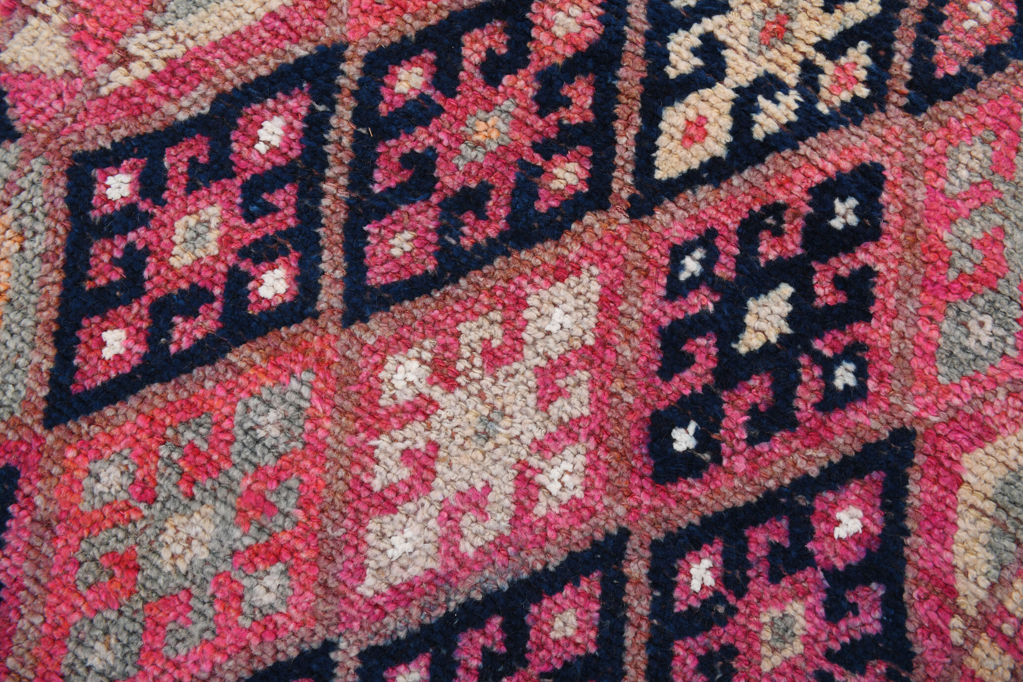 3x9 navy blue & pink turkish runner rug 79x272cm