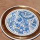 Set of 2 vintage ceramic coasters – Blue floral design and gilding – Made in France