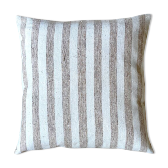 Beige striped cotton cushion ☐ 40 cm