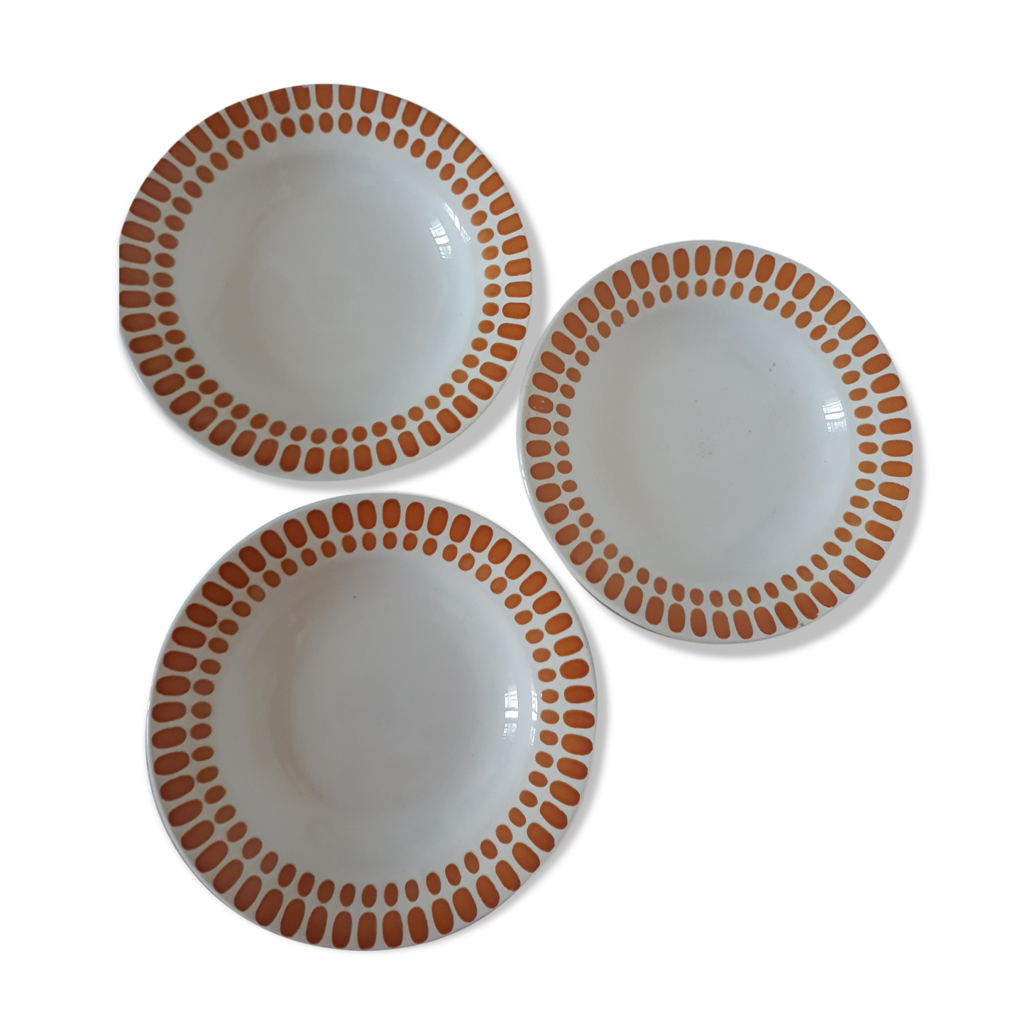 Set de 3 assiettes creuses sarreguemines "capri" blanc/ocre