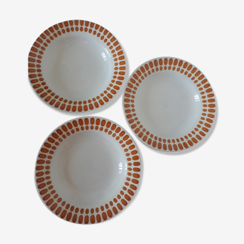 Set de 3 assiettes creuses sarreguemines "capri" blanc/ocre