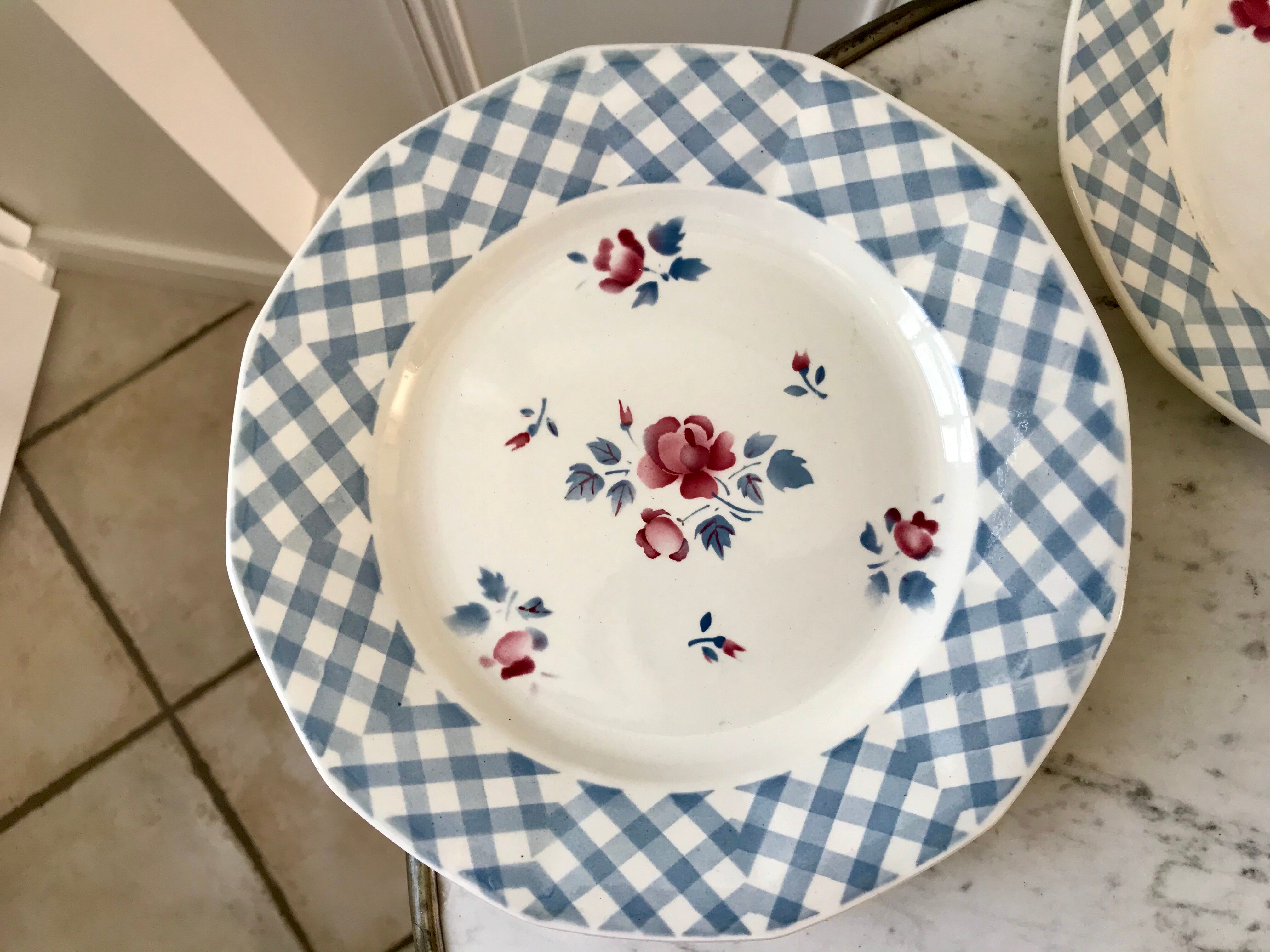 Set of 8 flat plates Digoin Sarreguemines 30s 40s