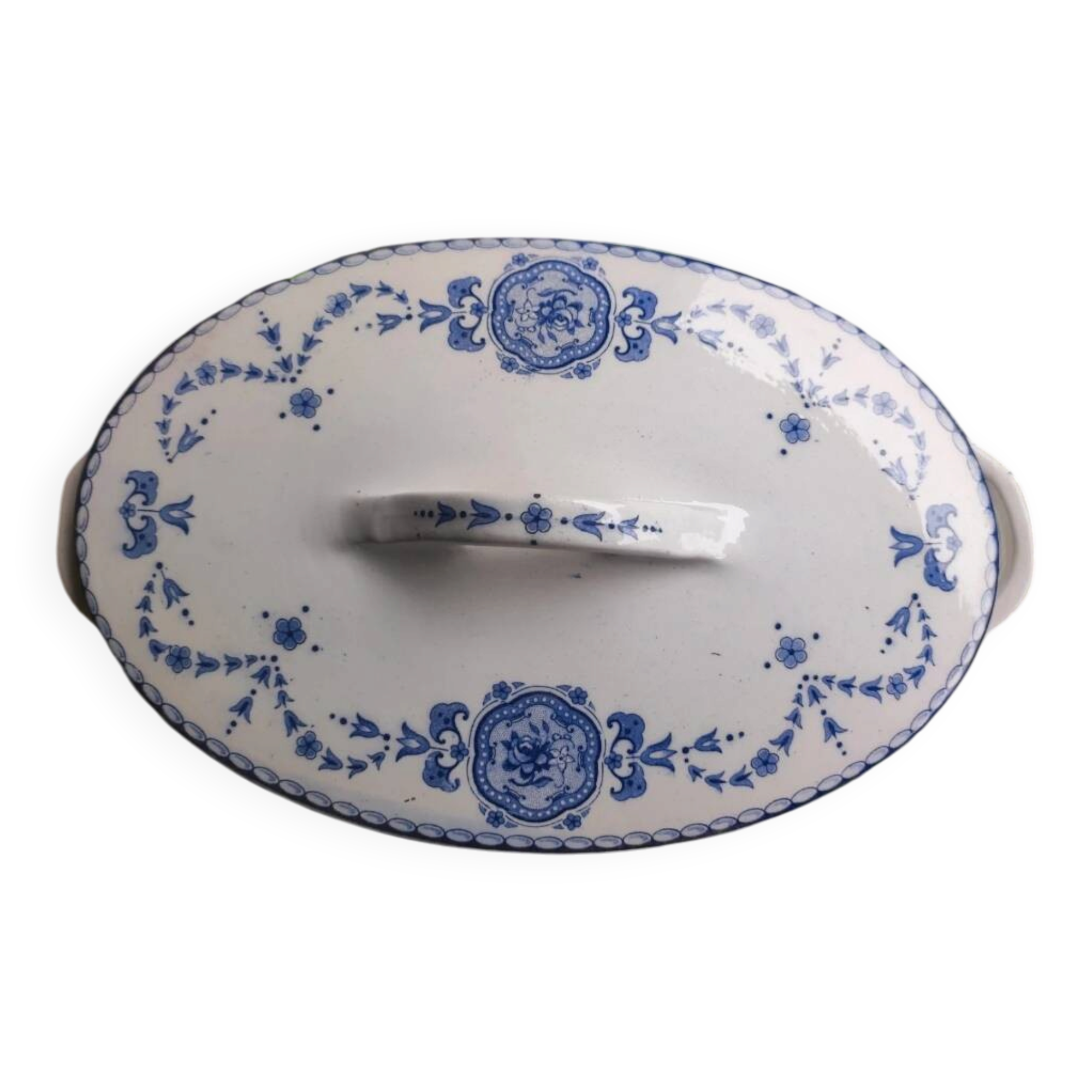 Old soup tureen / terrine Villeroy & Boch in white and blue earthenware 💙