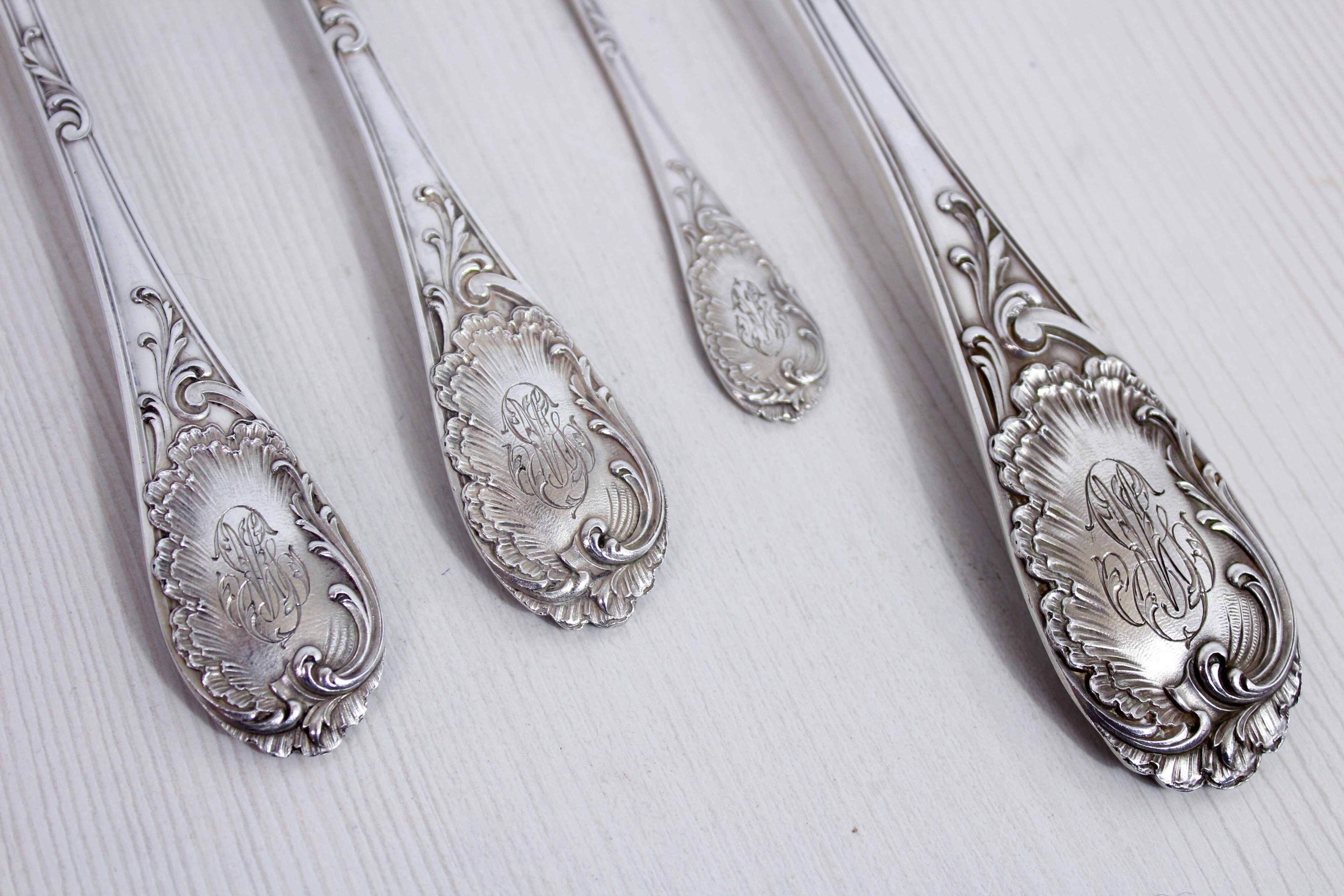 Set of 37 Emile Puiforcat cutlery in solid silver