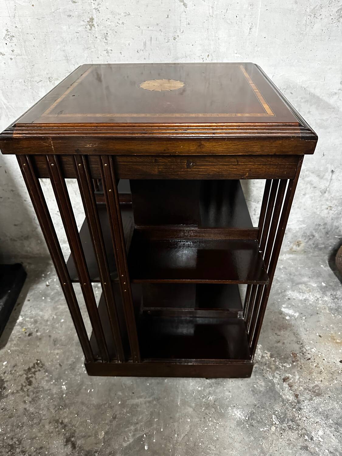 Revolving bookcase in mahogany and marquetry - art deco