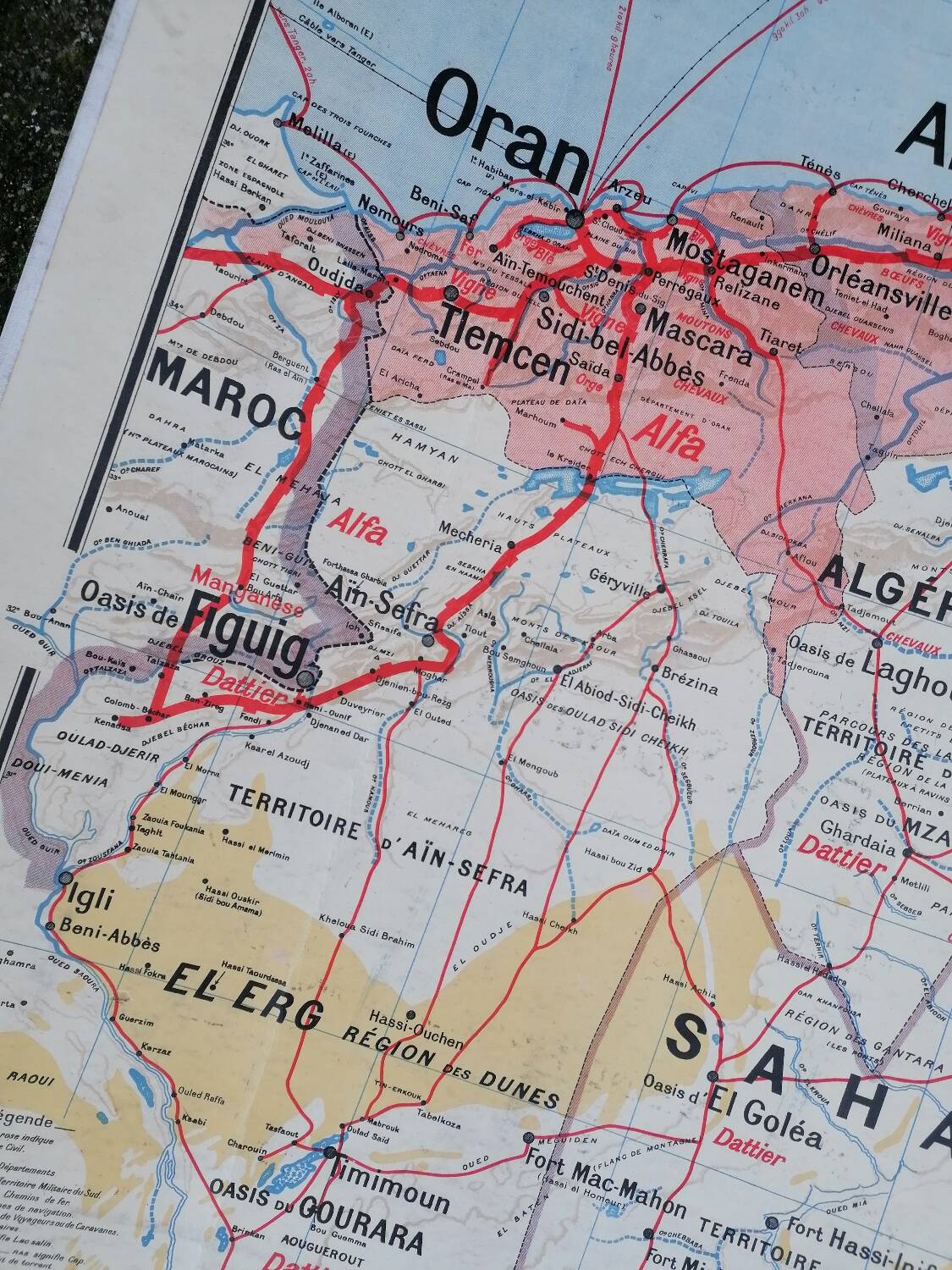 Old Vidal Lablache map N°11 Algeria Tunisia Sahara