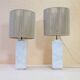 Pair of marble lamps from the 60s and their rope lampshades.