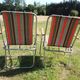 2 old camping chairs pattern bayadère