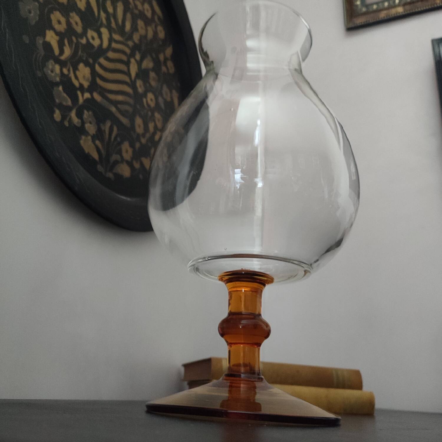 Vintage 70s glass stemmed vase
