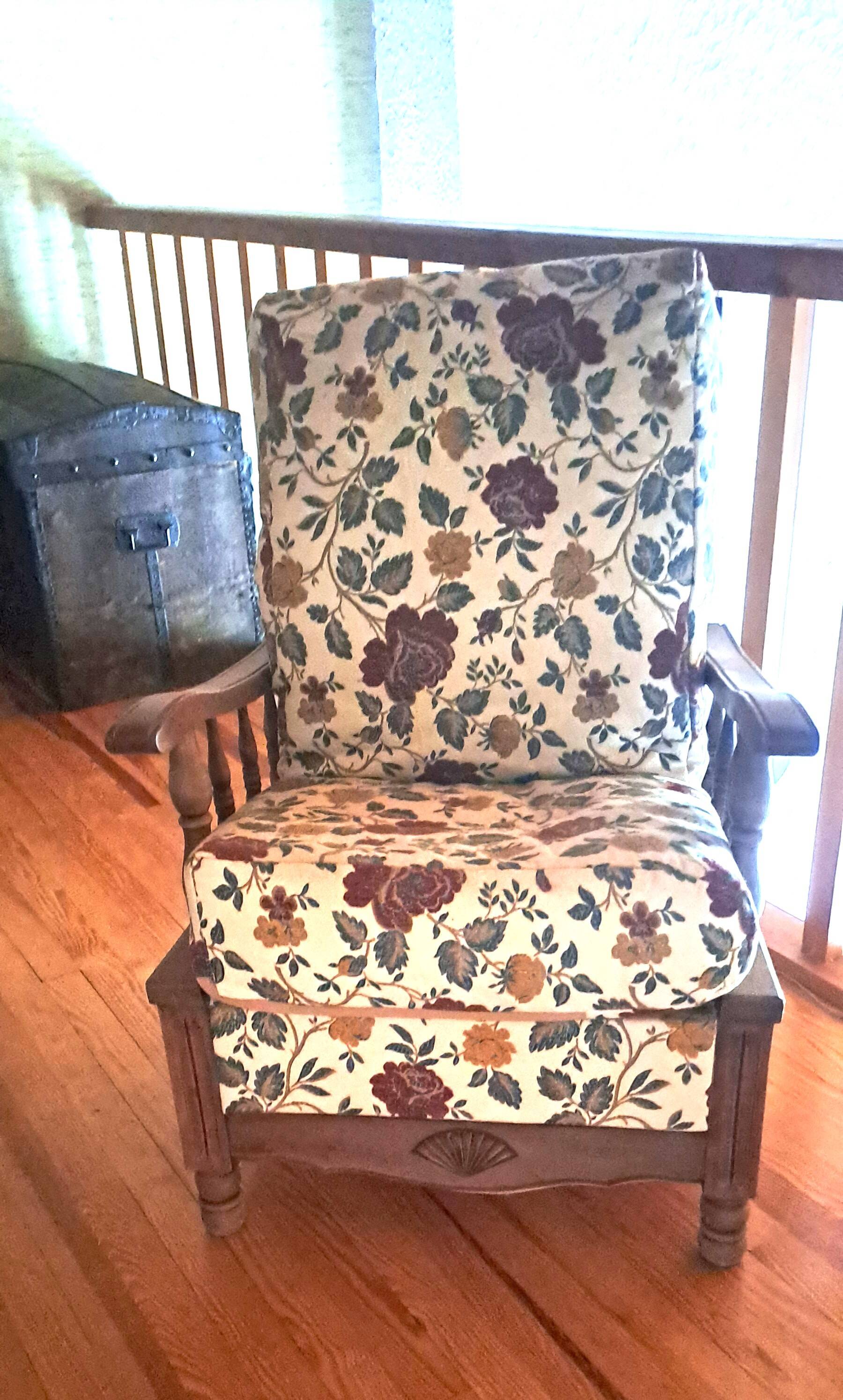 Fabric and wood armchair, comfort, relax, 1950s