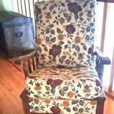 Fabric and wood armchair, comfort, relax, 1950s