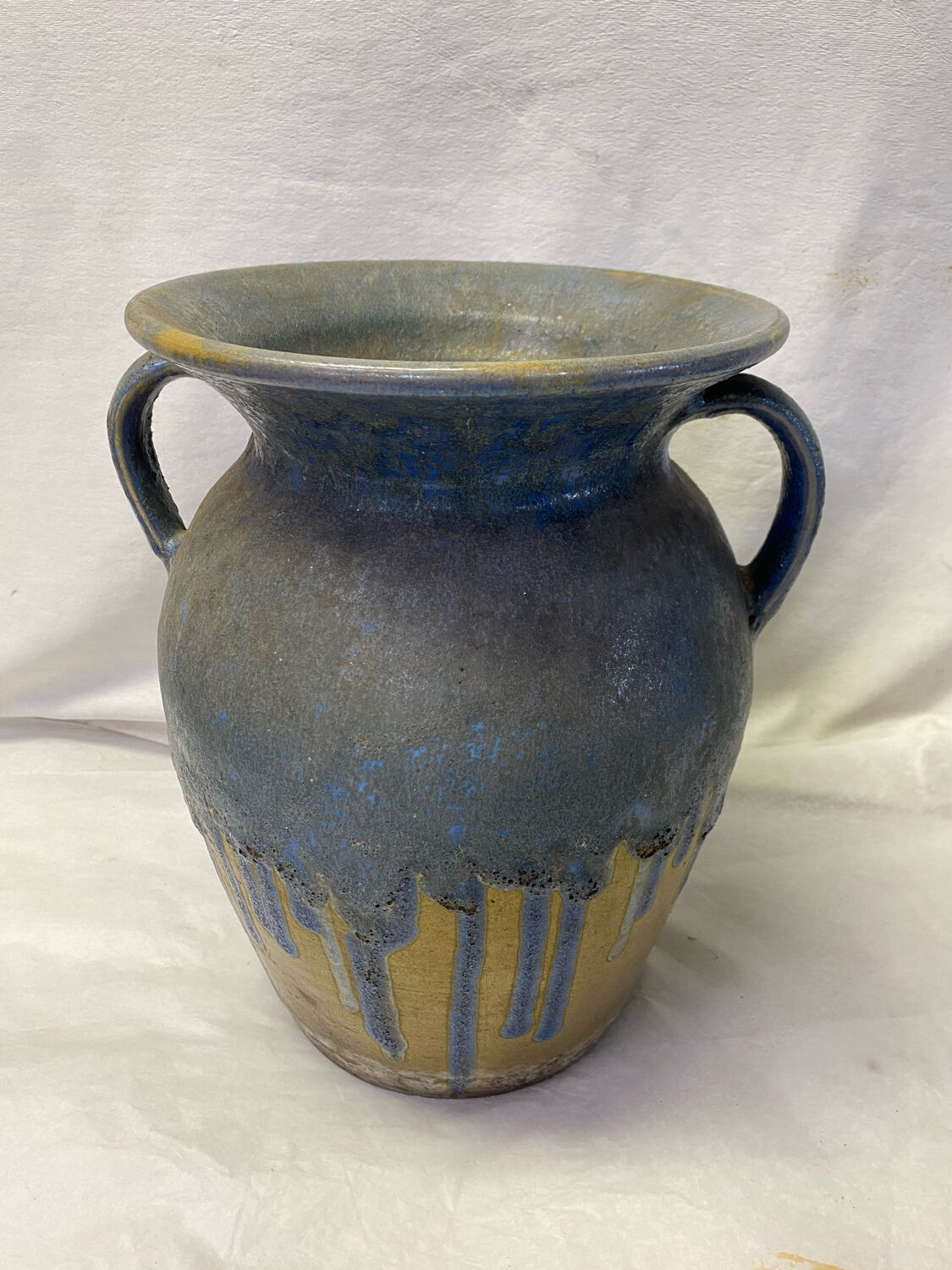 Flame blue sandstone vase