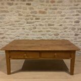 Solid wood coffee table with 2 drawers – chic country style