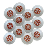 Set of 12 small plates in porcelain Bavaria orange 70's - 20cm