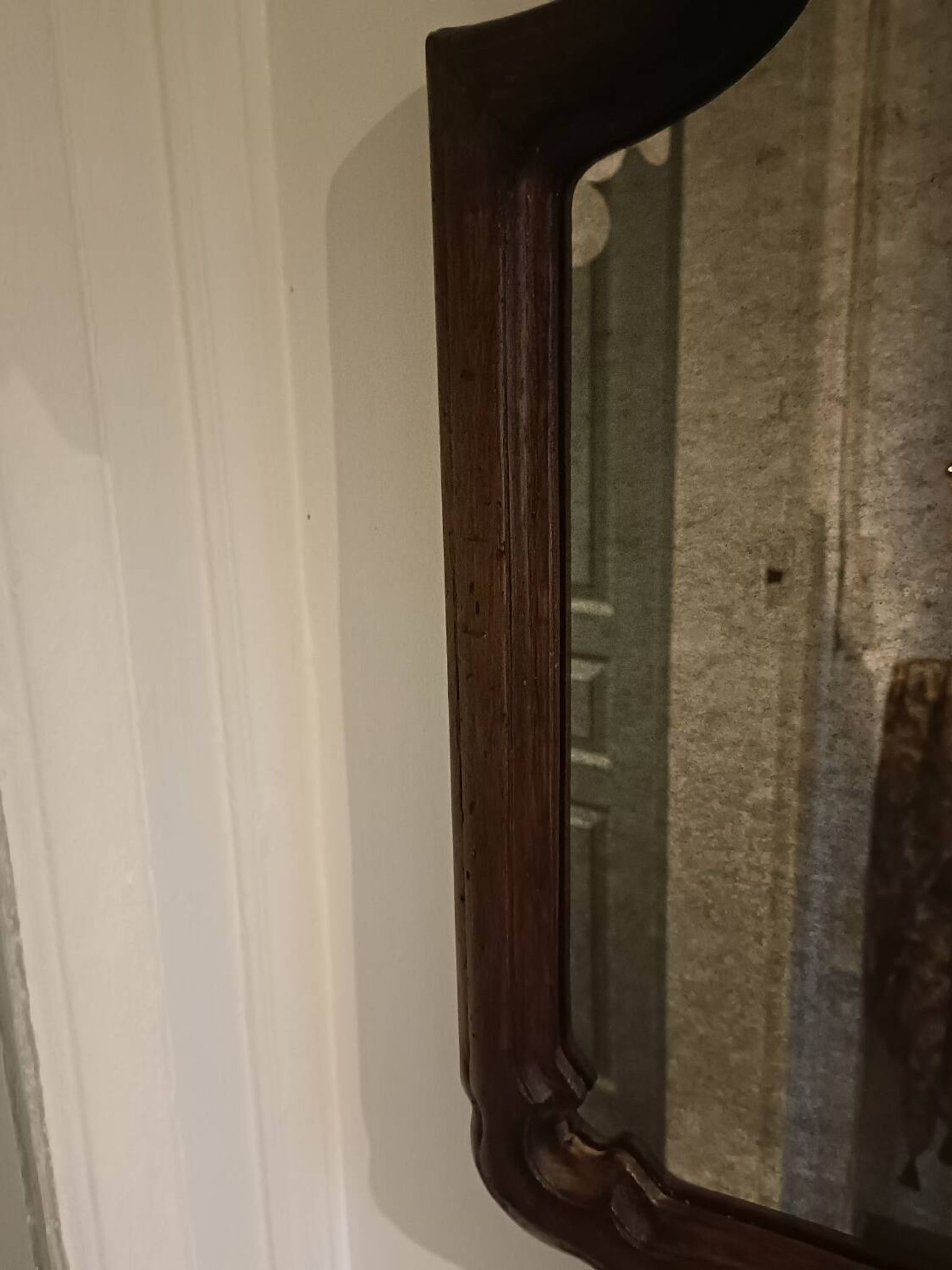 Miroir chantourné ancien, bois et bronze