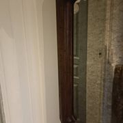 Miroir chantourné ancien, bois et bronze
