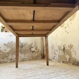 1950s pine and oak farmhouse table with multiple drawers