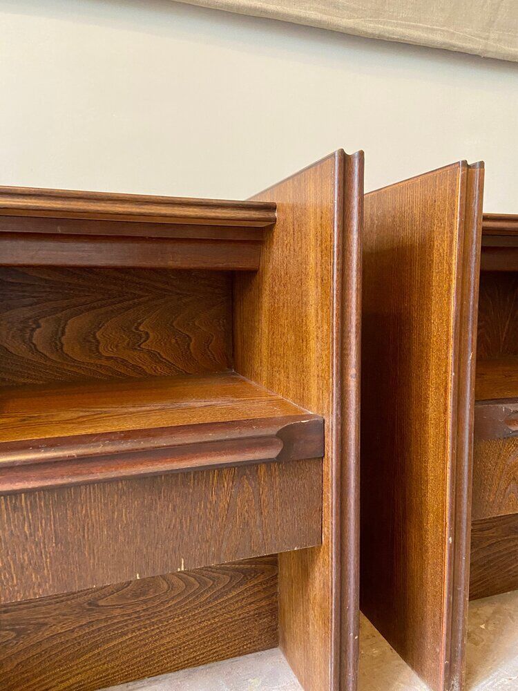 2 Scandinavian bedside tables in dark wood