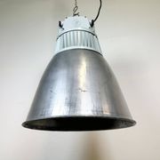 Vintage Silver Industrial Factory Pendant Lamp from Elektrosviti, 1960s