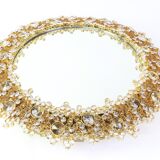 Spectacular backlit mirror in gilded brass and crystal glass by Palwa, Germany.