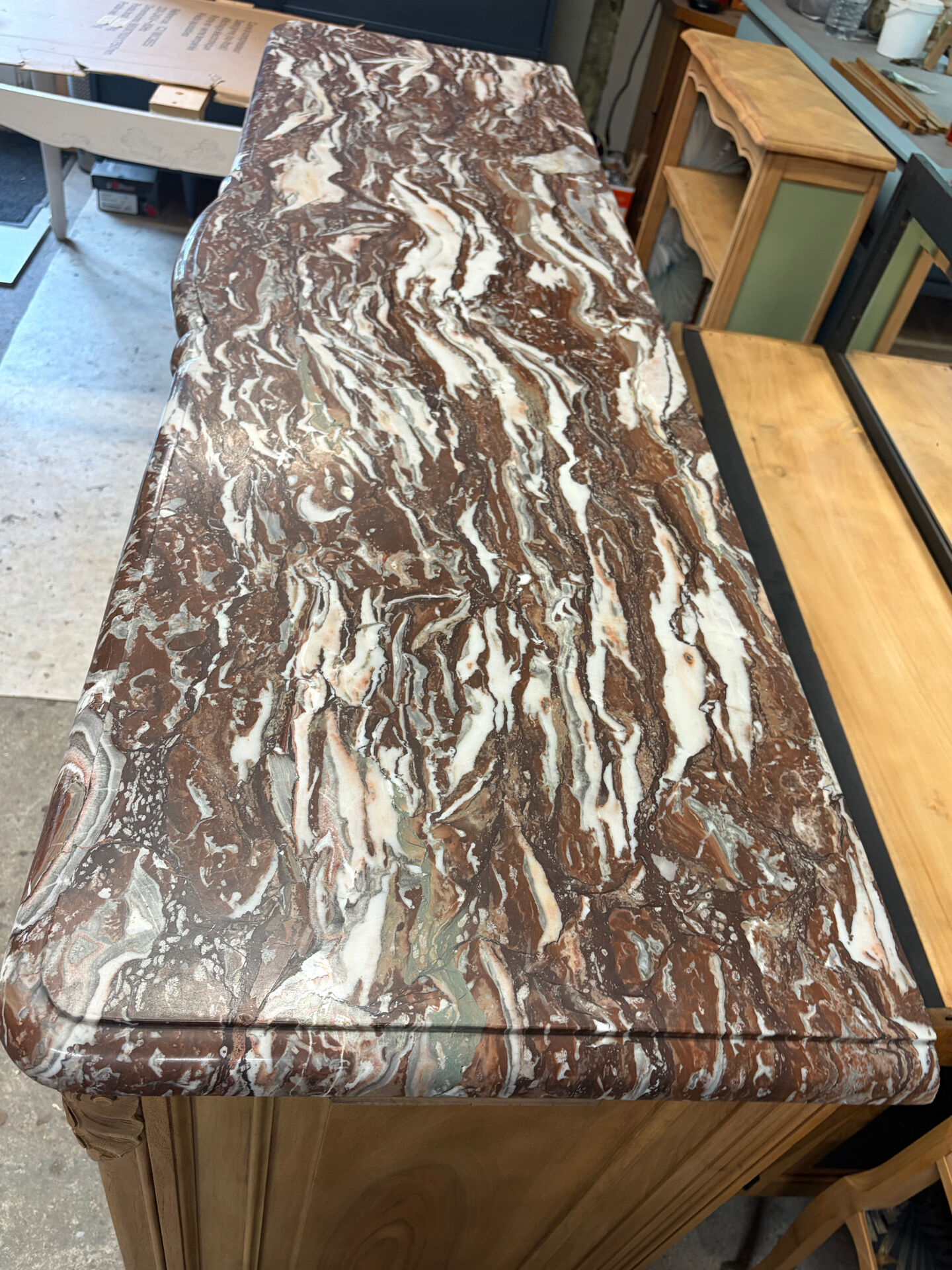 Curved walnut sideboard