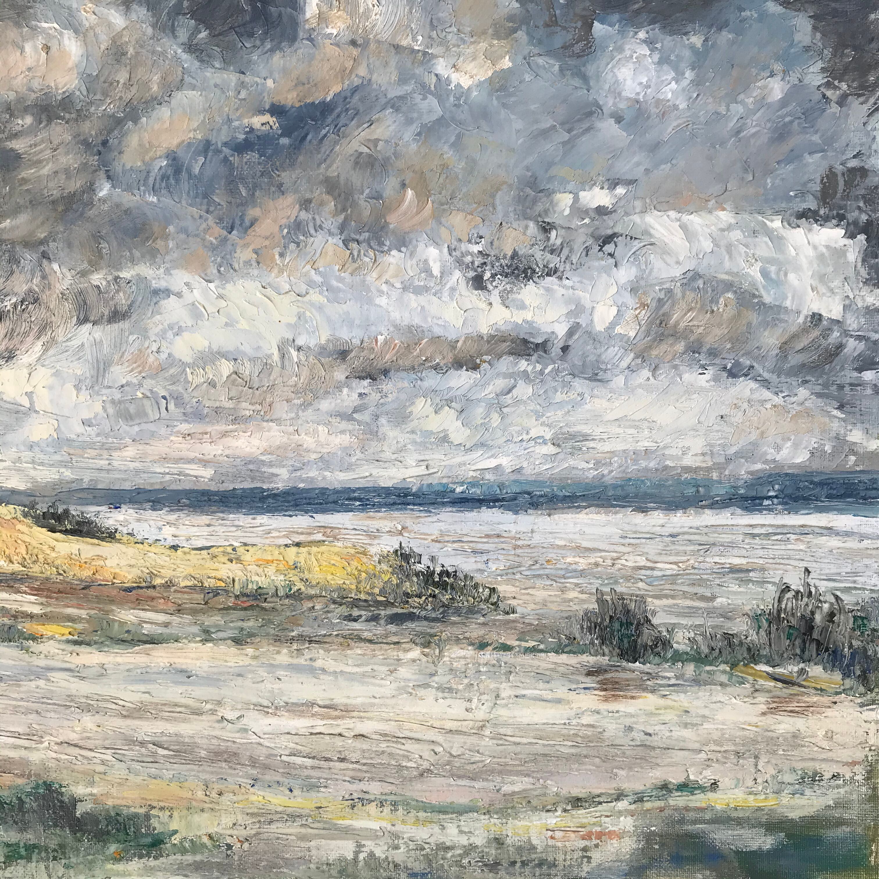 Abstract painting stormy seaside