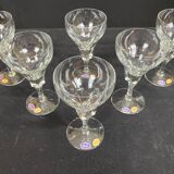 set of 6 antique cut crystal wine glasses in tulip shape from the pres